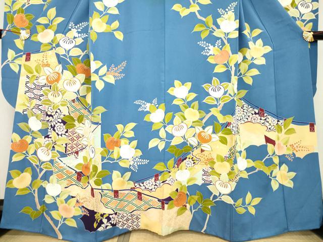 平和屋着物●創業460年・千總　誰が袖好み　振袖　幔幕橘文　正絹　逸品　AABE3410ck