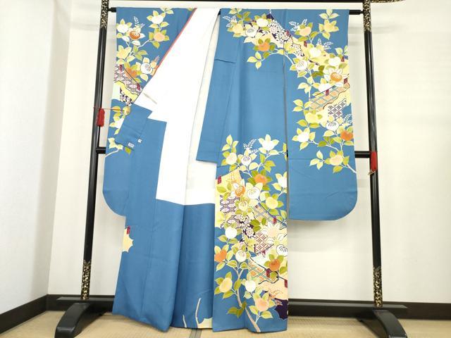 平和屋着物●創業460年・千總　誰が袖好み　振袖　幔幕橘文　正絹　逸品　AABE3410ck