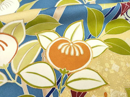 平和屋着物●創業460年・千總　誰が袖好み　振袖　幔幕橘文　正絹　逸品　AABE3410ck
