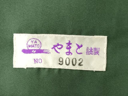 平和屋着物●結城紬　100亀甲　花唐草文　藤貫　黒地　ロング丈　やまと誂製　証紙付き　正絹　逸品　AABE3429ck