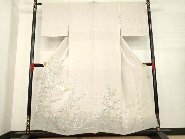 平和屋着物●本加賀友禅作家　柿本一郎　訪問着　群れ鳥　正絹　逸品　AABE3453ck 平和屋着物○本加賀友禅作家 柿本一郎 訪問着 群れ鳥 正絹 逸品