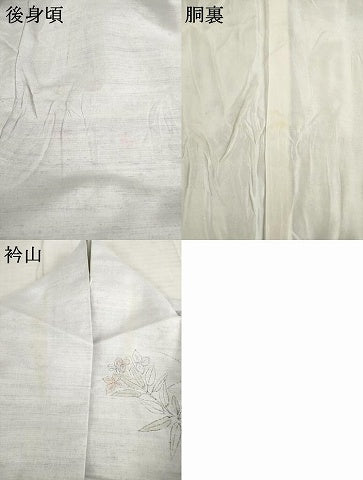 平和屋着物●訪問着　紬地　手描き　草花文　正絹　逸品　AABE3457ck