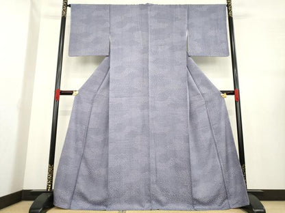 平和屋着物●江戸小紋　切嵌文様　笹地紋　正絹　逸品　未使用　AABE3462ck