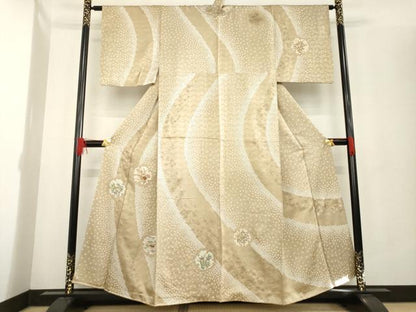 平和屋着物●訪問着 絞り 雪輪草花文 金彩 正絹 逸品 AABE3472ck