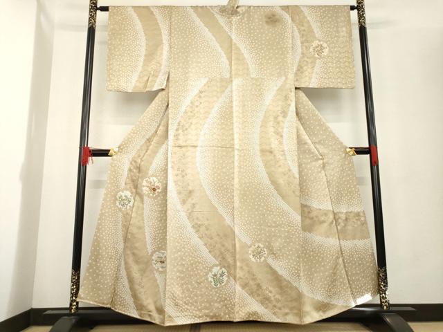 平和屋着物●訪問着 絞り 雪輪草花文 金彩 正絹 逸品 AABE3472ck