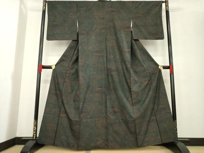 平和屋着物●本場大島紬 カタス9マルキ 風景文 正絹 逸品 AABE3476ck