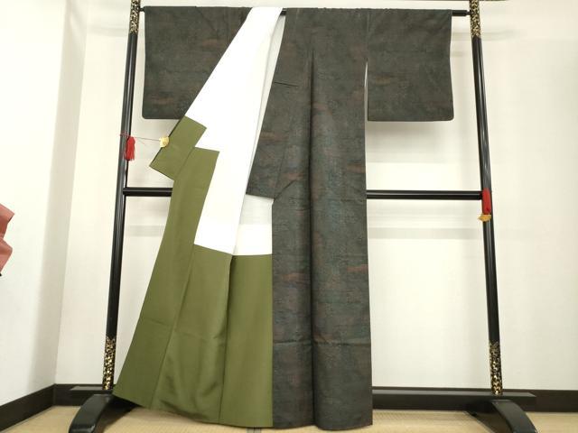 平和屋着物●本場大島紬 カタス9マルキ 風景文 正絹 逸品 AABE3476ck