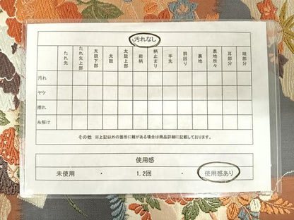 平和屋着物◎六通柄袋帯　唐織　花筏文　金銀糸　正絹　逸品　AABE3485yx