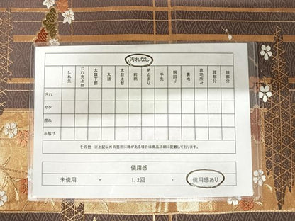 平和屋着物◎六通柄袋帯　唐織　格子枝垂れ花文　金糸　正絹　逸品　AABE3488yx