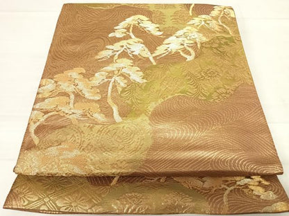 平和屋着物◎六通柄袋帯　浜松花文　金糸　正絹　逸品　AABE3492yx