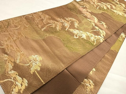 平和屋着物◎六通柄袋帯　浜松花文　金糸　正絹　逸品　AABE3492yx