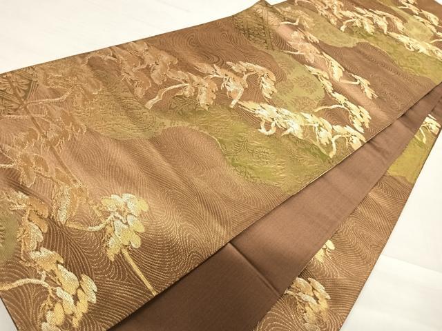 平和屋着物◎六通柄袋帯　浜松花文　金糸　正絹　逸品　AABE3492yx