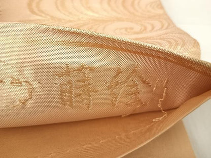 平和屋着物◎六通柄袋帯 唐織 蒔絵 雪輪鳳凰花文 金糸 正絹 逸品 AABE3498yx