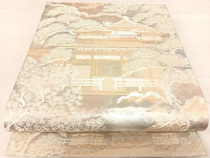 平和屋着物◎六通柄袋帯 京洛錦 風景文 二重引箔袋帯 正絹 逸品 AABE3506yx