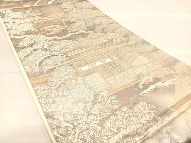 平和屋着物◎六通柄袋帯 京洛錦 風景文 二重引箔袋帯 正絹 逸品 AABE3506yx