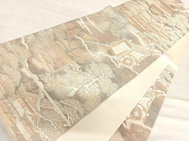 平和屋着物◎六通柄袋帯 京洛錦 風景文 二重引箔袋帯 正絹 逸品 AABE3506yx