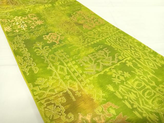 平和屋着物◎六通柄袋帯　コプト花文　金糸　正絹　逸品　AABE3513yx