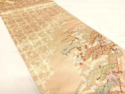 平和屋着物◎六通柄袋帯　唐織　優都里　吉祥松文　金糸　正絹　逸品　AABE3521yx