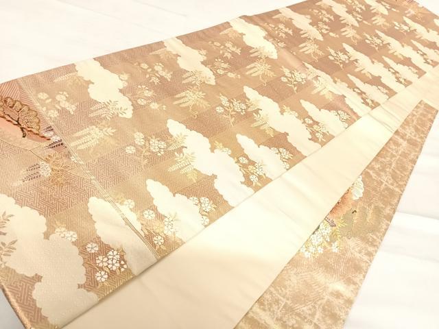 平和屋着物◎六通柄袋帯　唐織　優都里　吉祥松文　金糸　正絹　逸品　AABE3521yx