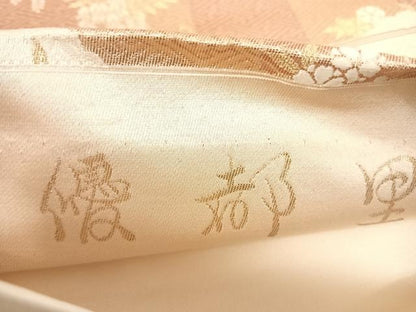 平和屋着物◎六通柄袋帯　唐織　優都里　吉祥松文　金糸　正絹　逸品　AABE3521yx