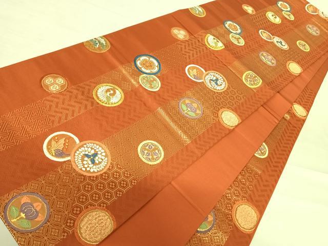 平和屋着物◎六通柄袋帯 唐織 舞蝶飛鶴花文 金銀糸 正絹 逸品 AABE3528yx