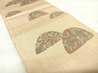 平和屋着物◎六通柄袋帯　遠山花文　正絹　逸品　AABE3529yx