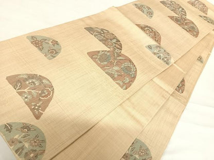 平和屋着物◎六通柄袋帯　遠山花文　正絹　逸品　AABE3529yx