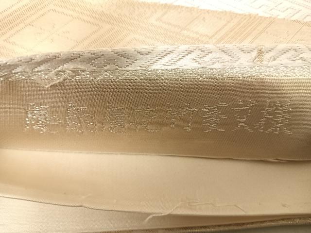 平和屋着物◎六通柄袋帯 唐織 扇面唐花竹菱文様 金糸 正絹 逸品 AABE3533yx