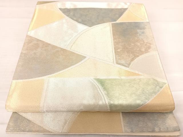 平和屋着物◎六通柄袋帯 幾何学文様 金銀糸 正絹 逸品 AABE3553yx