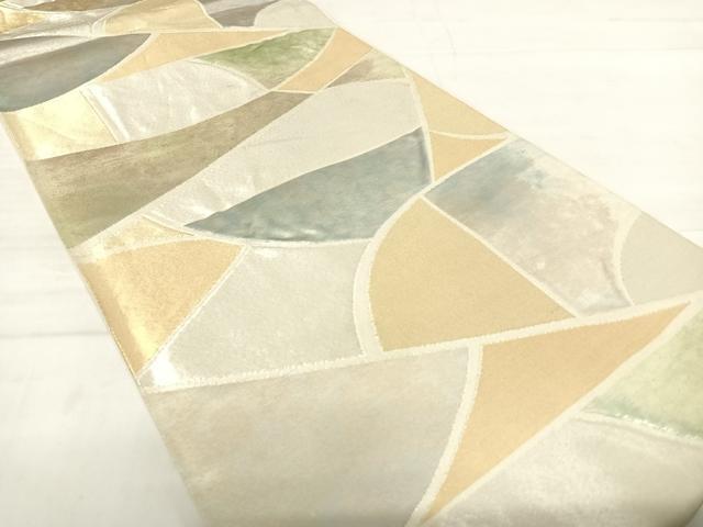 平和屋着物◎六通柄袋帯 幾何学文様 金銀糸 正絹 逸品 AABE3553yx