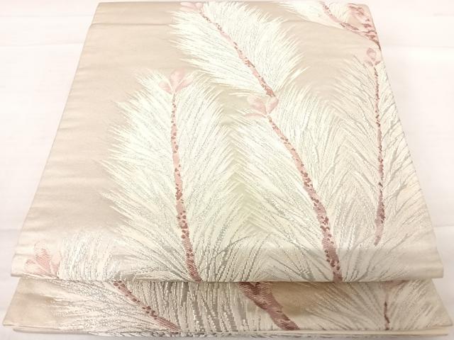 平和屋着物◎六通柄袋帯 唐織 大王松 銀糸 正絹 逸品 AABE3555yx