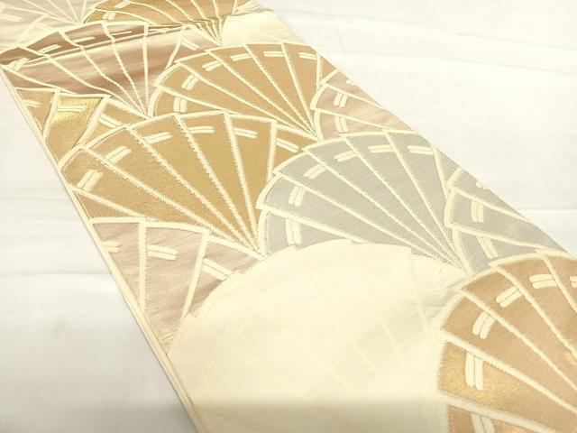 平和屋着物◎六通柄袋帯 檜扇文 金銀糸 正絹 逸品 AABE3559yx