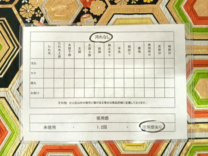 平和屋着物◎六通柄袋帯 唐織 亀甲宝尽くし 黒地 金銀糸 正絹 逸品 AABE3560yx