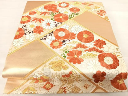 平和屋着物◎六通柄袋帯 唐織 檜垣花鳥文 宝尽くし 金銀糸 正絹 逸品 AABE3562yx