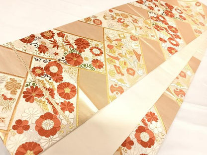 平和屋着物◎六通柄袋帯 唐織 檜垣花鳥文 宝尽くし 金銀糸 正絹 逸品 AABE3562yx