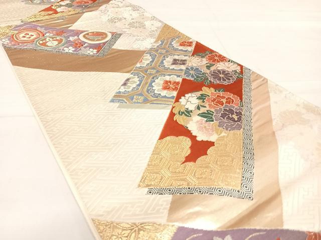 平和屋着物◎六通柄袋帯 唐織 吉祥花文 金銀糸 正絹 逸品 AABE3578yx