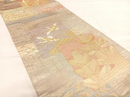 平和屋着物◎六通柄袋帯 唐織 飛鶴松文 金糸 正絹 逸品 AABE3601yx