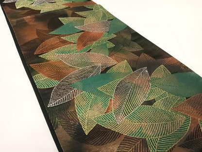 平和屋着物◎六通柄袋帯 葉尽くし 金銀糸 正絹 逸品 AABE3602yx