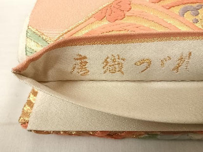 平和屋着物◎六通柄袋帯 唐織つづれ 松皮青海波文 金銀糸 正絹 逸品 AABE3604yx