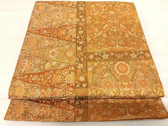 平和屋着物◎六通柄袋帯　更紗花文　正絹　逸品　AABE3609yx