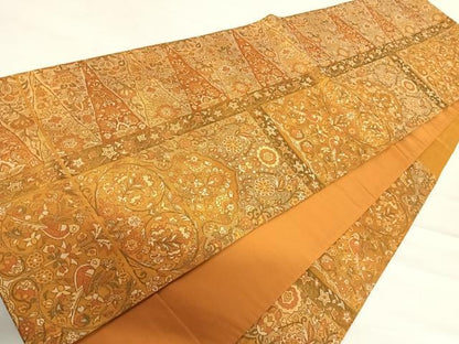 平和屋着物◎六通柄袋帯　更紗花文　正絹　逸品　AABE3609yx