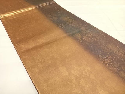 平和屋着物◎六通柄袋帯　霞文　引箔　正絹　逸品　AABE3615yx