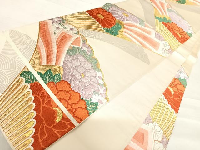 平和屋着物◎六通柄袋帯　唐織　草花文　金銀糸　正絹　逸品　AABE3621yx