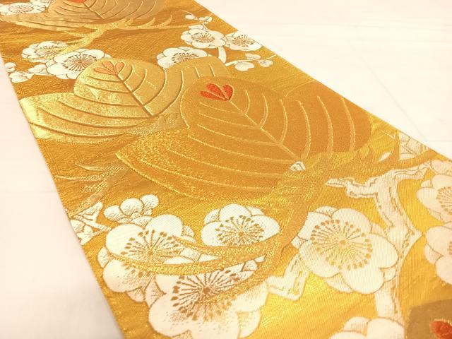 平和屋着物◎六通柄袋帯　唐織　笠松文　金糸　正絹　逸品　AABE3622yx