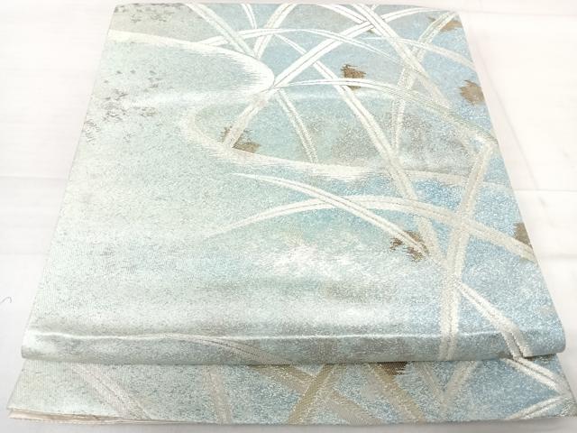 平和屋着物◎六通柄袋帯　草葉文　銀糸　引箔　正絹　逸品　AABE3626yx