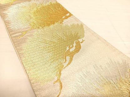 平和屋着物◎六通柄袋帯　枝松文　金銀糸　正絹　逸品　AABE3641yx