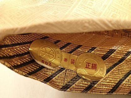平和屋着物◎西陣 橋本テル織物謹製 佐賀錦 全通柄袋帯 斜縞 金糸 正絹 逸品 AABE3647yx