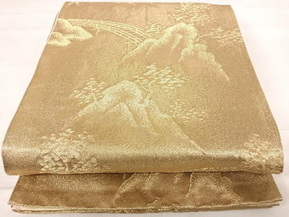 平和屋着物◎六通柄京袋帯 風景文 金糸 正絹 逸品 AABE3659yx