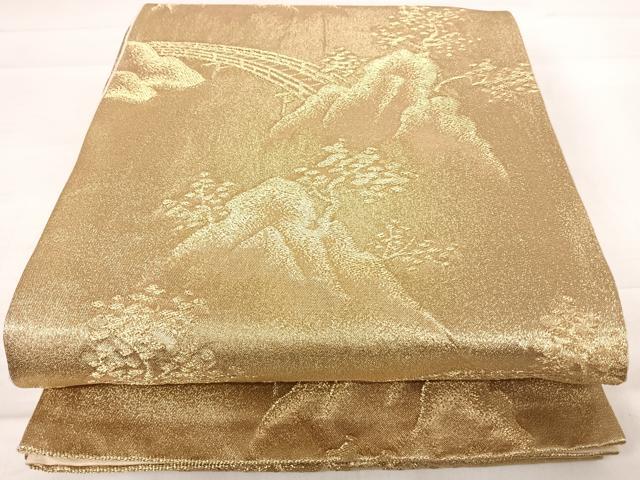 平和屋着物◎六通柄京袋帯 風景文 金糸 正絹 逸品 AABE3659yx