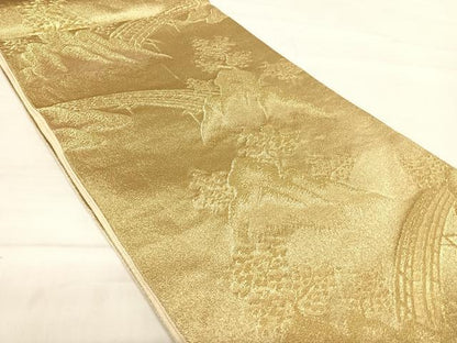 平和屋着物◎六通柄京袋帯 風景文 金糸 正絹 逸品 AABE3659yx